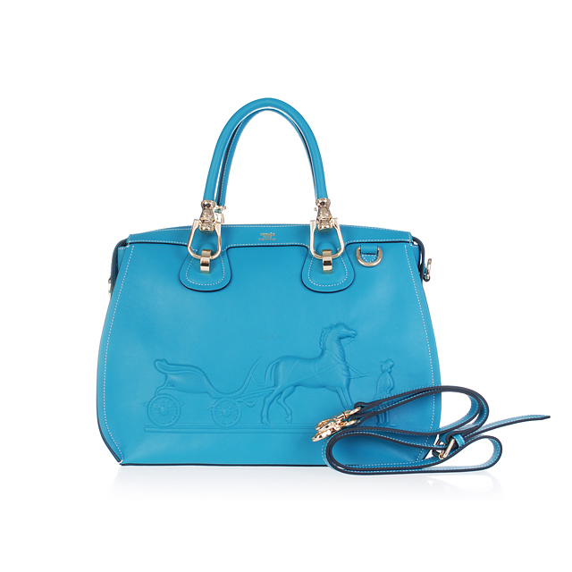 0322 2012 Hermes nuova Borsa media in pelle a tracolla 0322 metﾨﾤ blu